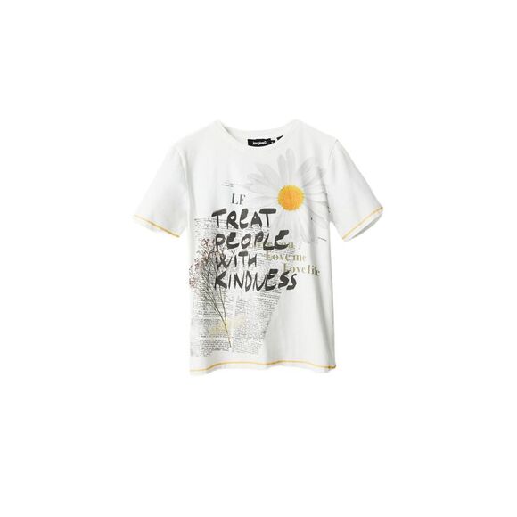 Desigual Daisy Graphic Tee Kindness Women white Shirts
